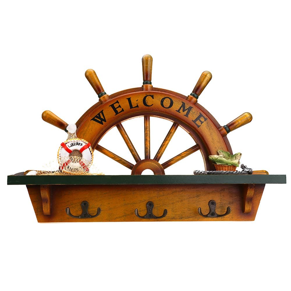 Key Holder - wishacc Wall Mounted Key Hook Decorative Key Organizer Rack with 3 Hooks