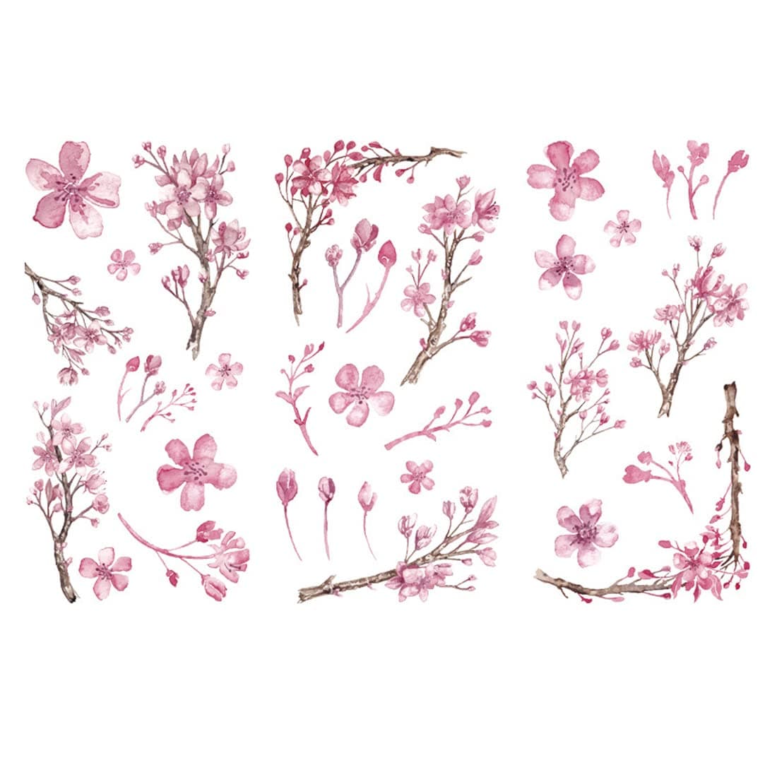 3 Sheets Cherry Blossom Tree Washi Stickers for Scrapbooking Card Making Envelope Guitar Walls Cars Crafts Mugs Window Furniture Cherry Blossom Tree Stickers