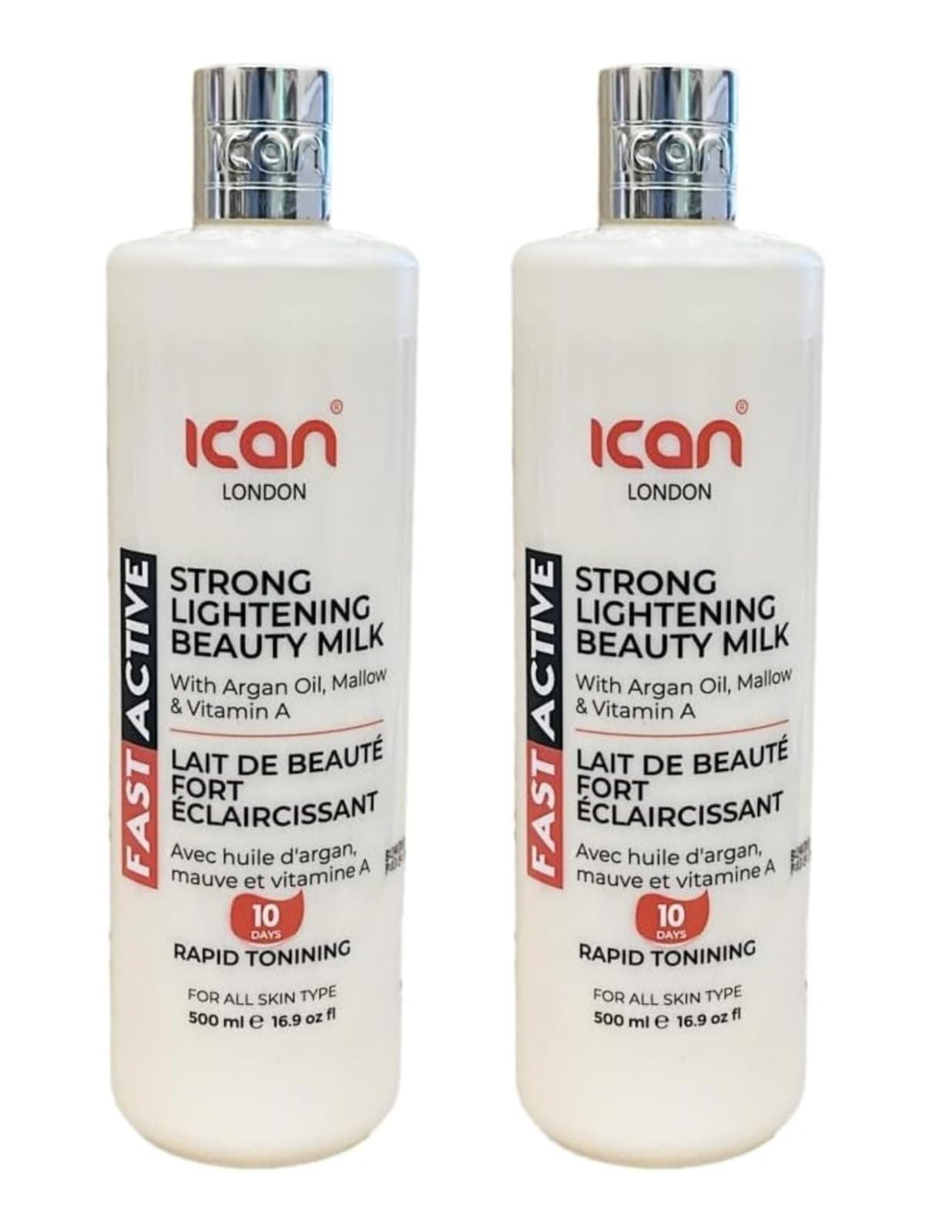 Ican London Fast Active Strong Lightening Body Milk, 2 x 500 ml