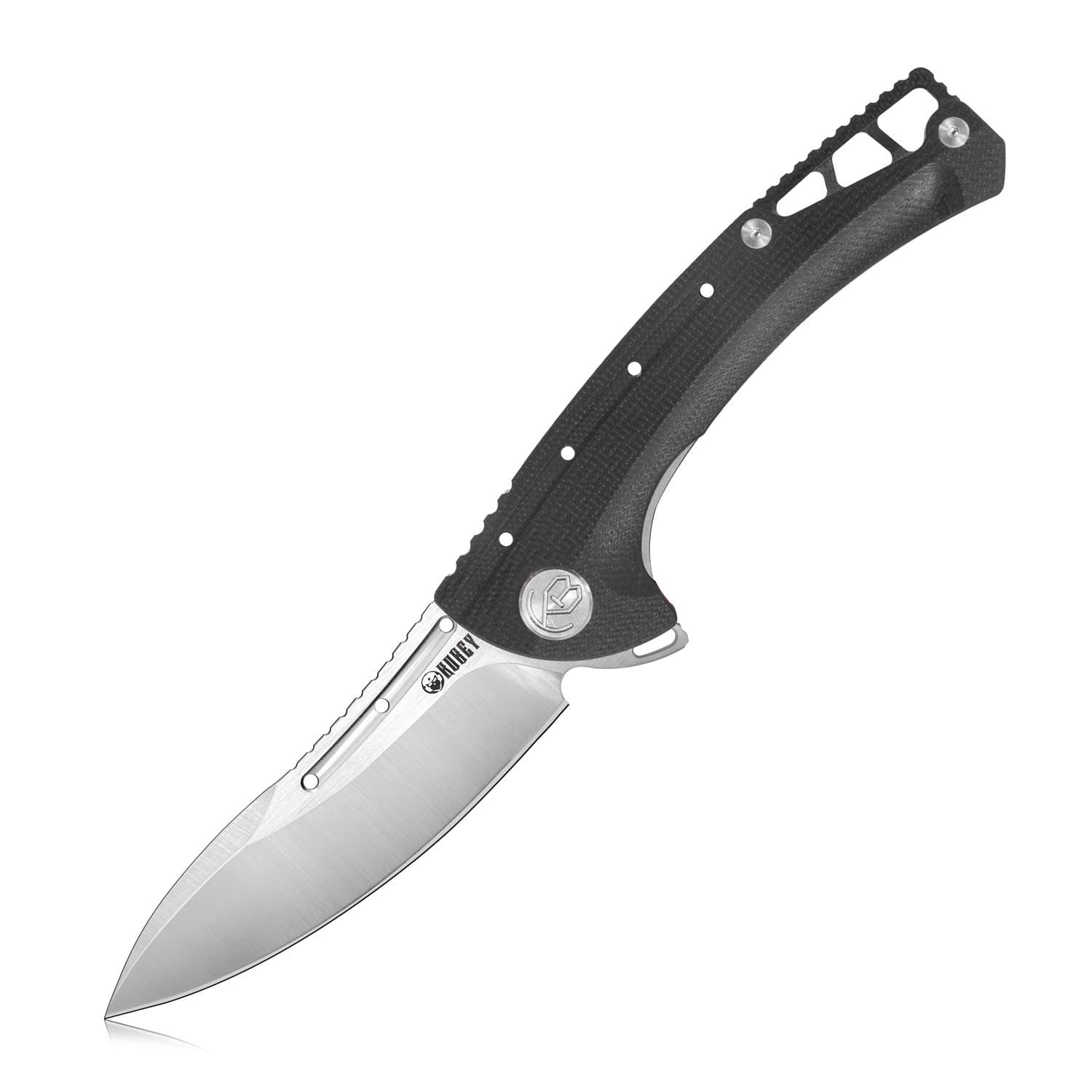 KUBEY KB257 Pocket Knife – Folding Knife with Sharp Stainless Steel – EDC Hiking Knife with Titanium Clip for Hunting Camping and Survival Use (Black)