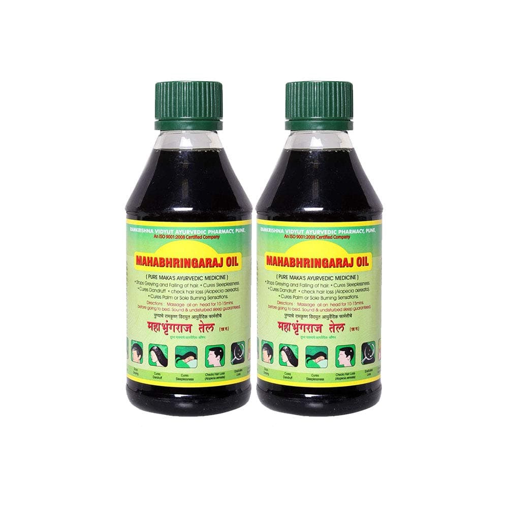 Mahabhringraj Oil 2 Bottles of 200 ml ea, Scalp Massaging Oil Ramakrishna Pharma Brand - Ayurvedic Medicine