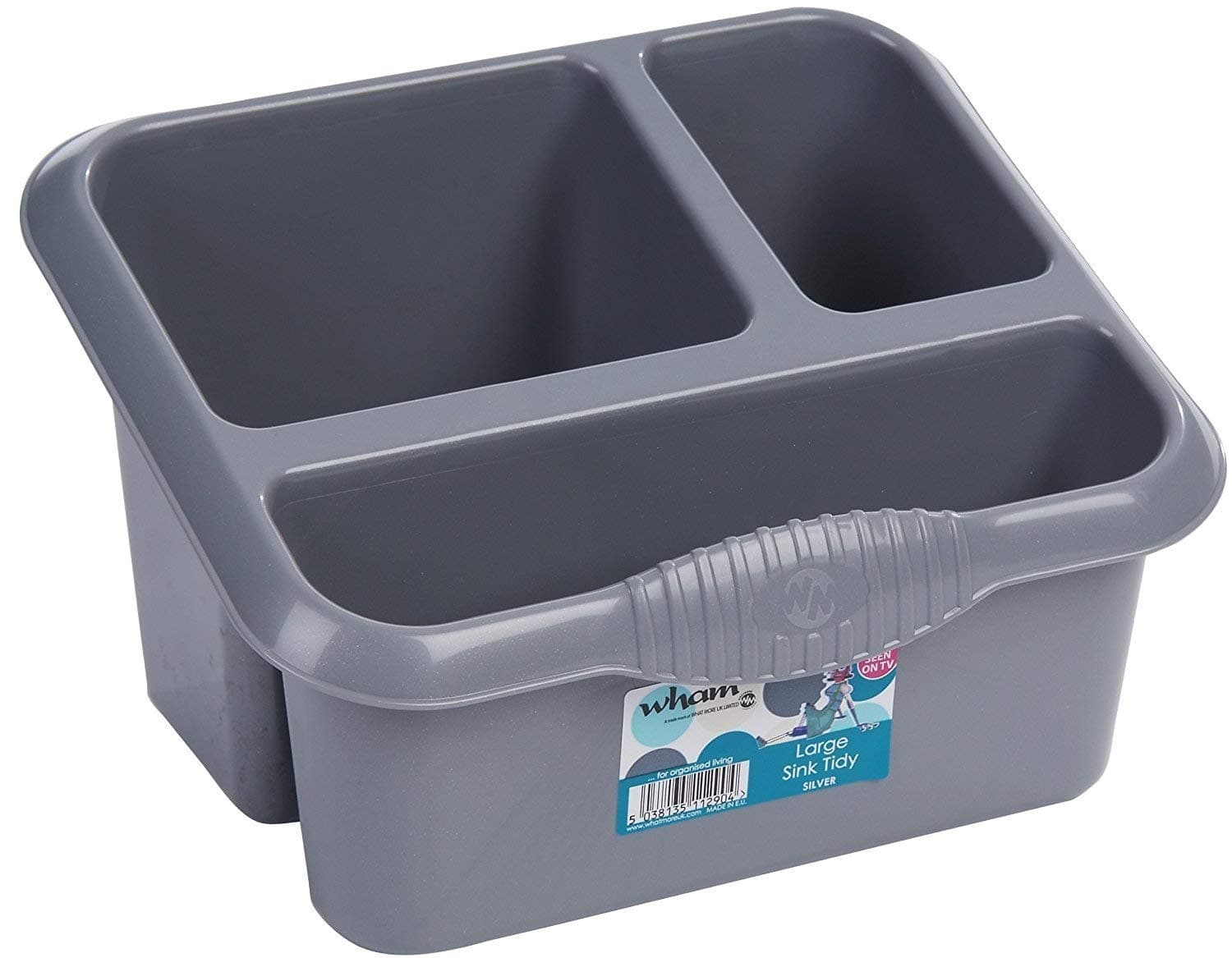 Silver High Grade Large Plastic Sink Tidy Cutlery Drainer Holder Caddy