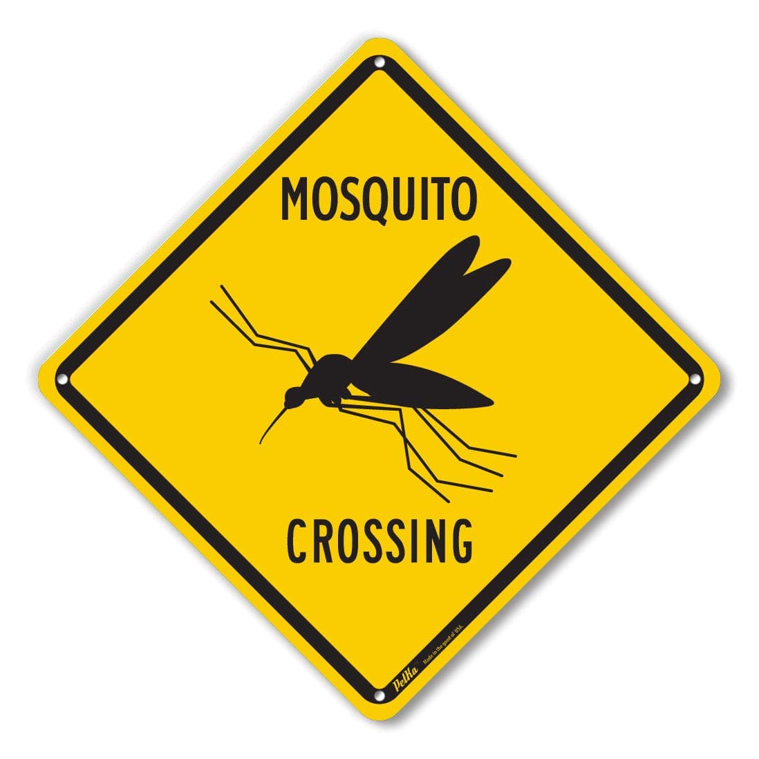 Petka Signs and GraphicsPKAC-0177-NA_ "Mosquito Crossing" Aluminum Sign, Black Text with Yellow Background 10" x 10", Black Text with Yellow Background