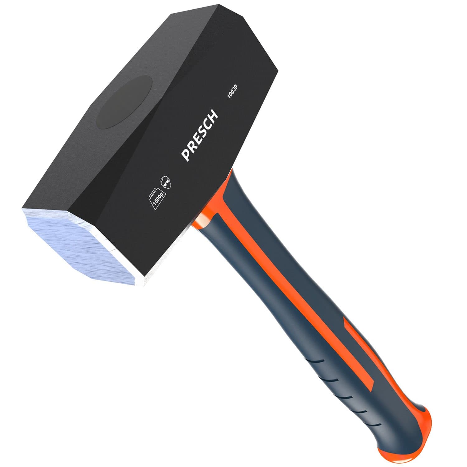 Presch hammer with fibreglass handle 1500 g - TÜV - GS tested for driving in strong nails - fibreglass handle hammer, DIN 6475 with steel head.