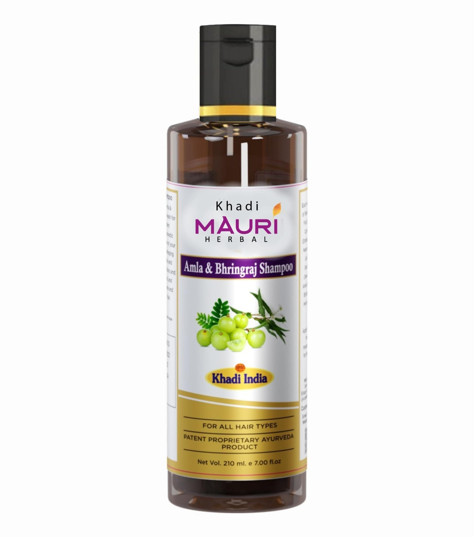 Khadi Mauri Herbal Amla and Bhringraj Herbal Shampoo - Prevents Hairfall & Damage, Strengthens Roots & Hair Follicles - Enriched with Natural Ingredients - 210 ML