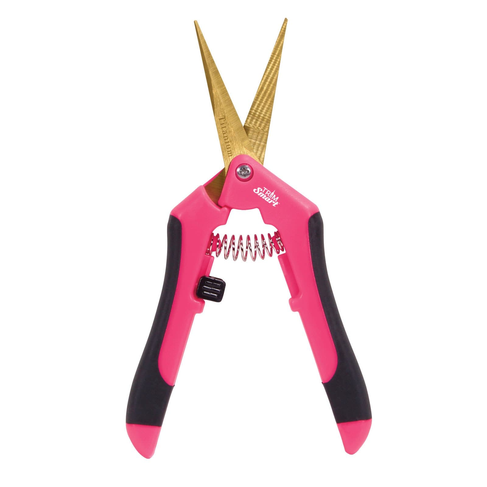 TrimSmart Straight or Curved Tip Trimming Scissors Titanium Coated Blade Micro Pruning Snips (Straight Blade, Perfect Pink)