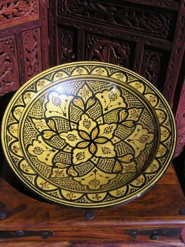 Large traditional Moroccan yellow platter