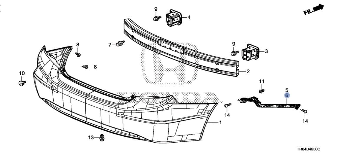 Genuine Honda 71598-TR0-A01 Bumper Spacer