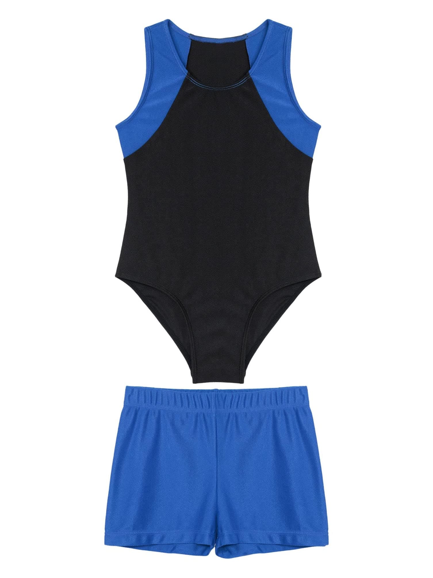 dPoisBoys Sleeveless Gymnastic Leotard Unitard Top with Shorts Athletic Running Cycling Outfit