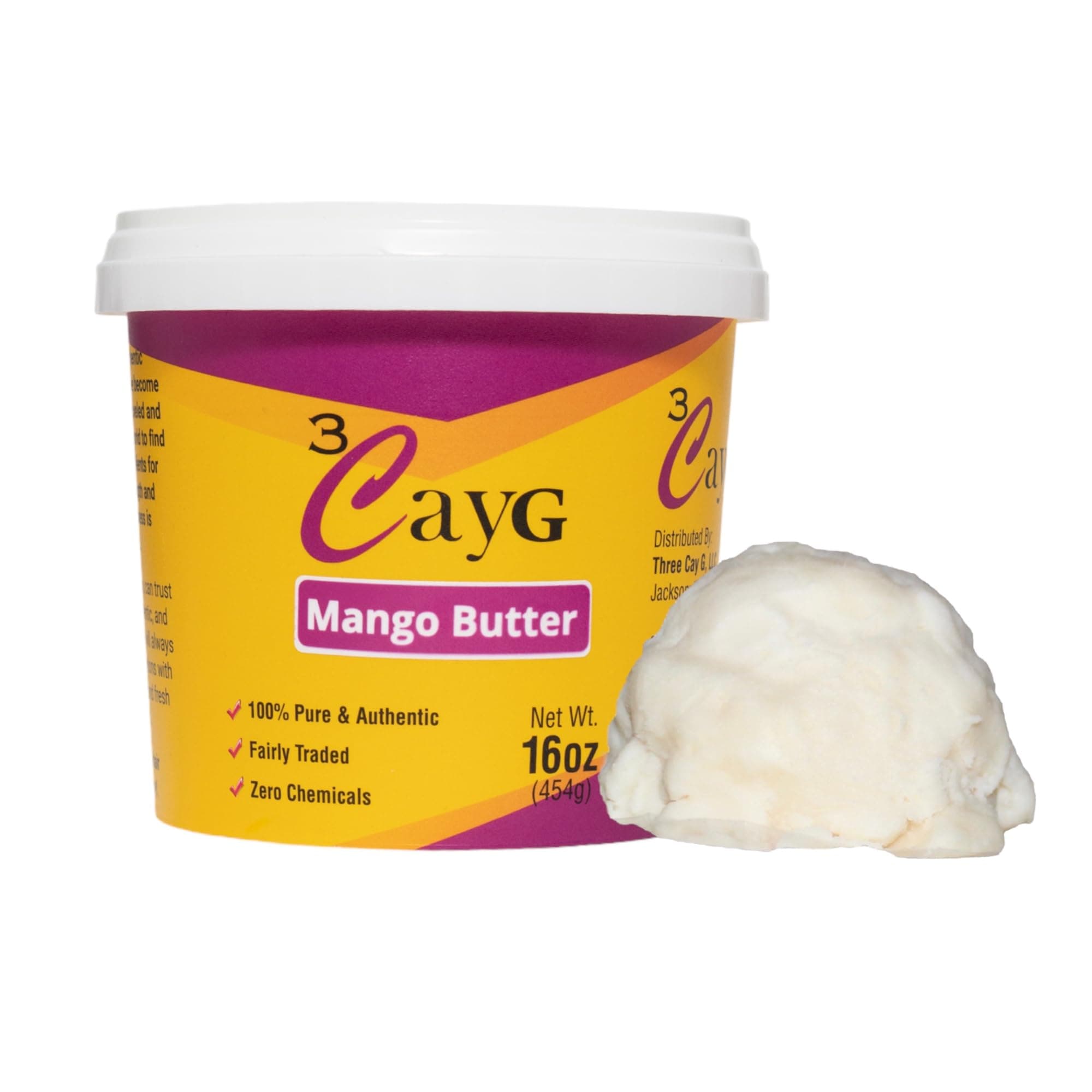 3CayG Mango Butter All Natural 1 lb Body Butter Lotion, Great for Soap Making, Naturally Refined