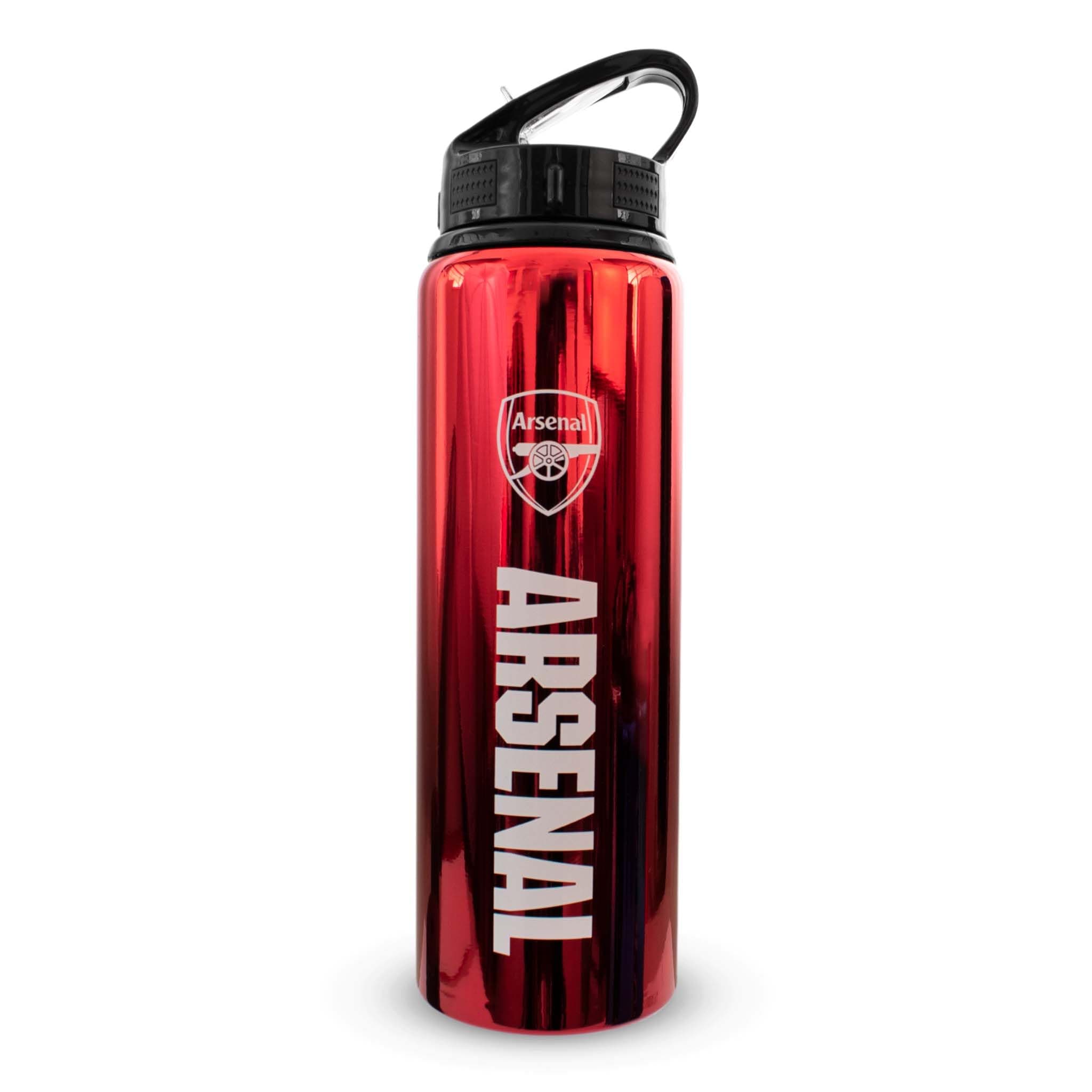 Officially Licensed Arsenal F.C 750ml Aluminium UV Bottle ,Integrated Folding Straw, Neochrome Finish, Leakproof, Lightweight, BPA Free, Gunners, Red
