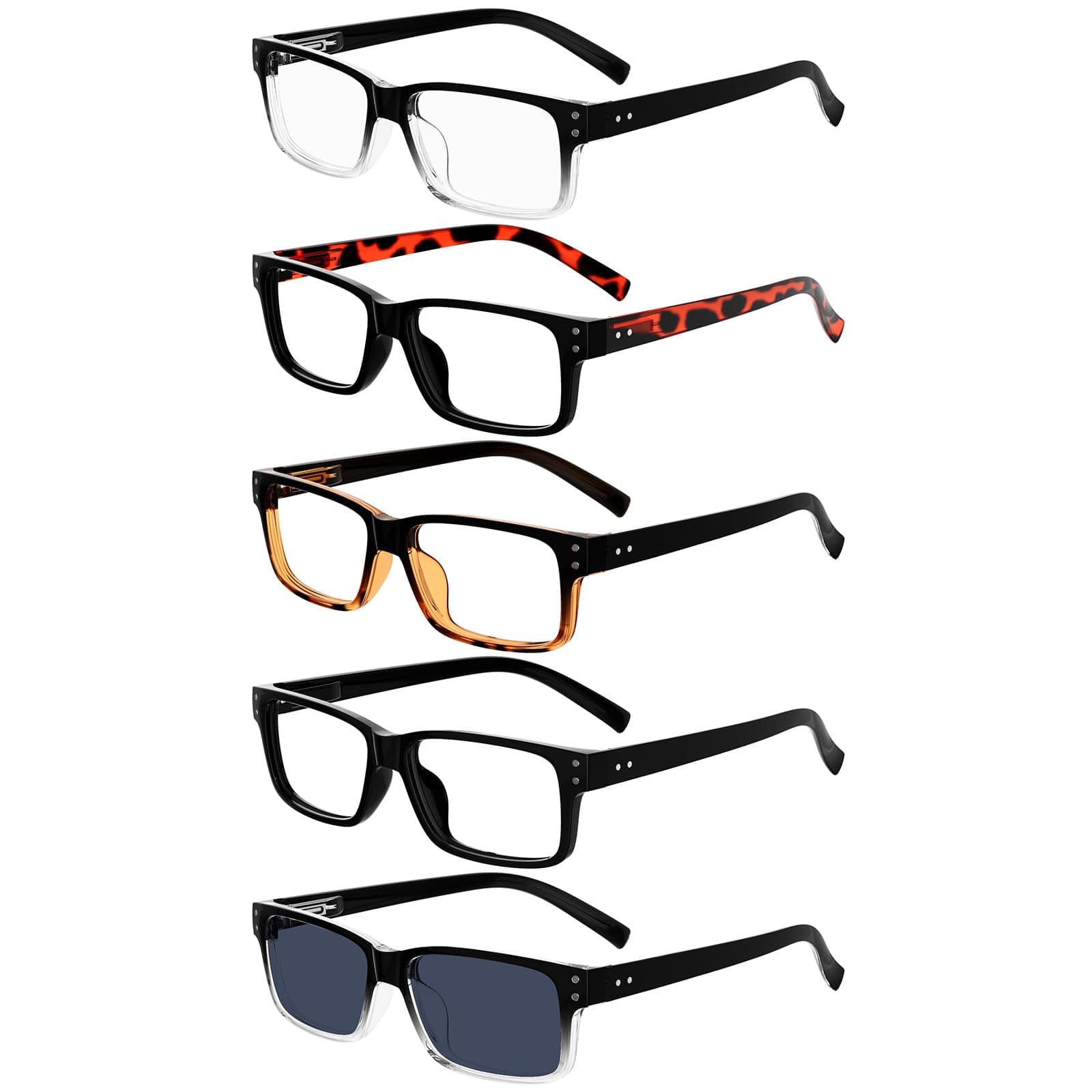 Eyekepper Mens Vintage Reading Glasses-5 Pack Include Reading Sunglasses for Men Outdoor Reading Reader Eyeglasses Women