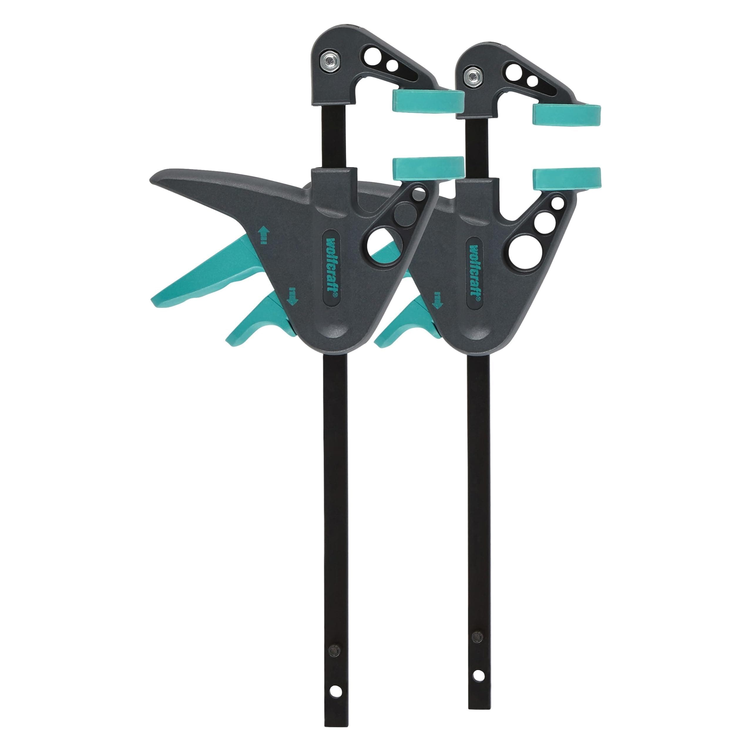 wolfcraft 2 MINI One-Hand Clamps I 3455100 I Handy Helper – Perfect for Hobbies and Craft Projects