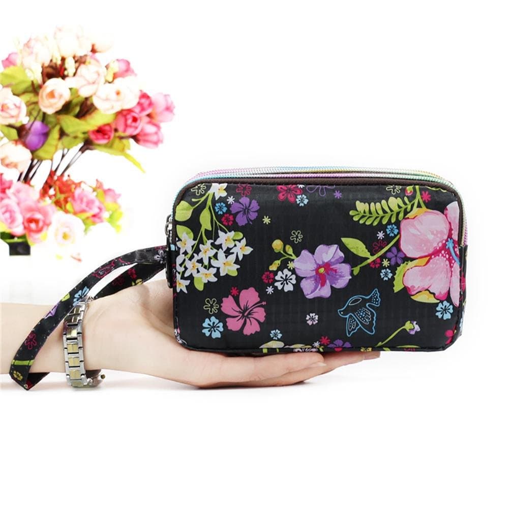 Tianfuheng Womens Chinese Floral Print Cloth Wristlet Bag Purse Zipper Wallet Phone Pouch