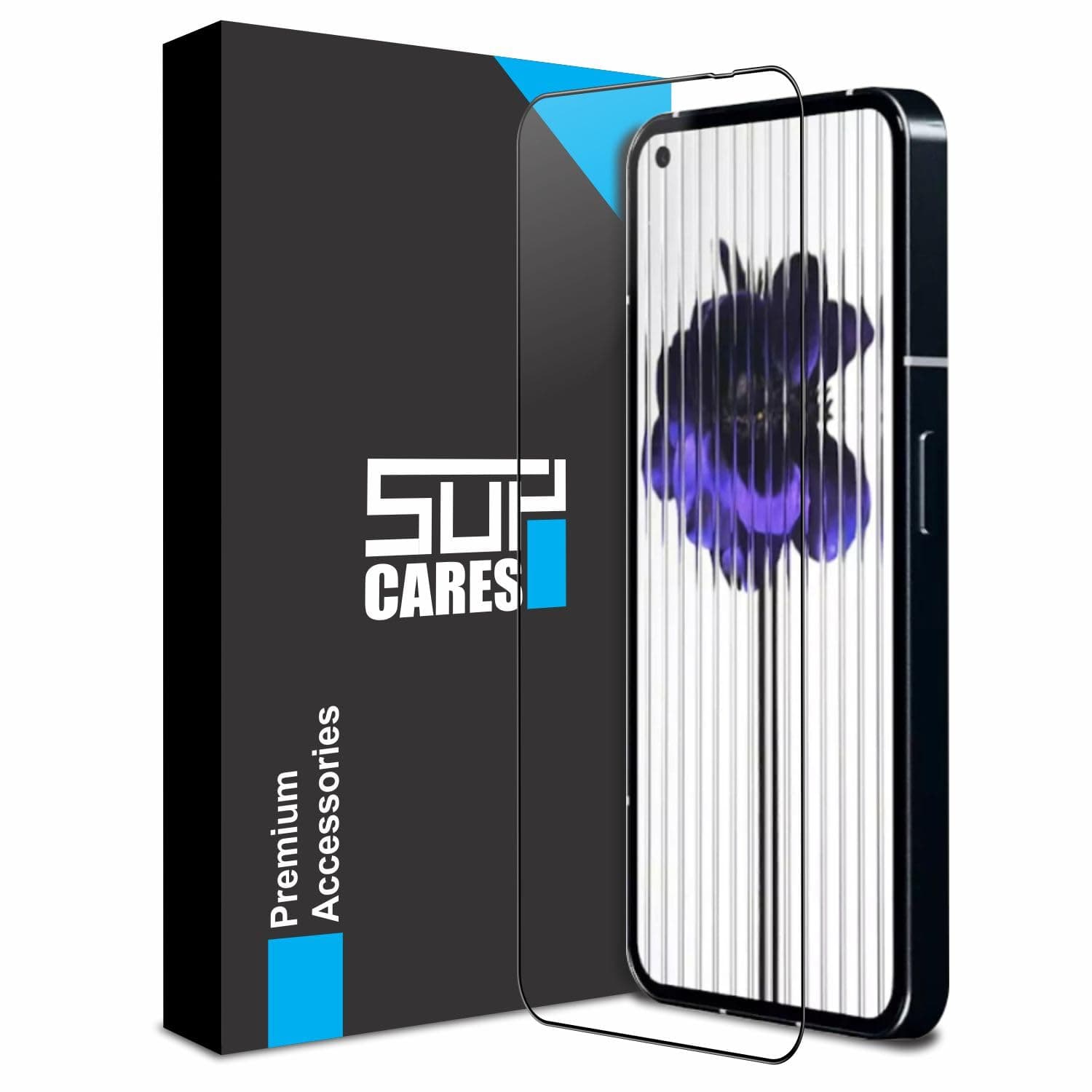 SupCares Tempered Glass for Nothing Phone 1 (6.55 Inch) With Installation Kit | Military-Grade Gorilla Screen Protector | Edge to Edge Coverage | Black