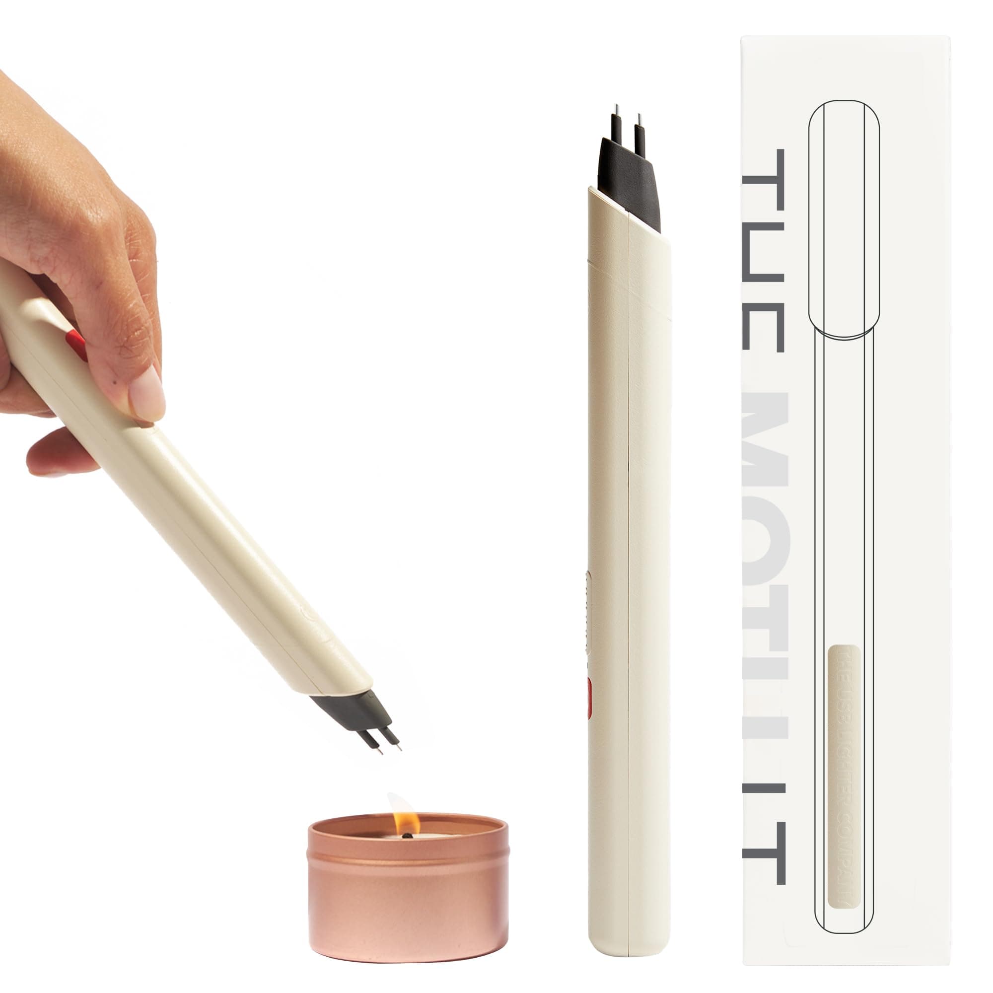 USB Lighter Co. LT Electric Arc Windproof Flameless USB Rechargeable Lighter with Safety Lock eco-Friendly for Candle Camping BBQ Grill Gift (White)