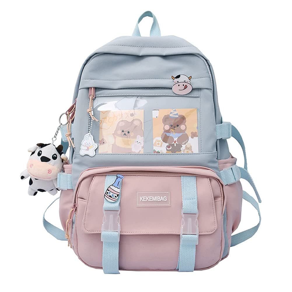 JQWSVE Kawaii Backpack with Kawaii Pins and Accessories Cute Backpack Aesthetic Backpack Women Lightweight Travel Rucksack