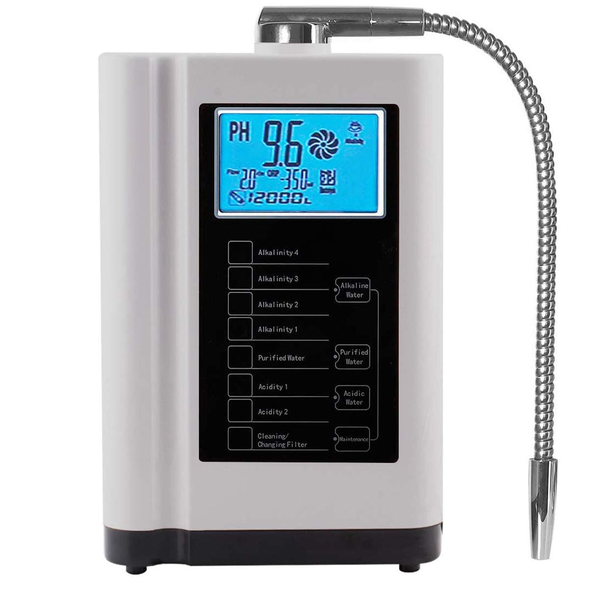 Home Water Ionizer | pH 3.5 to 10.5 Alkaline Water Machine | Antioxidant Potential up to -500mV | 6000L per Filter | 7 Water Settings