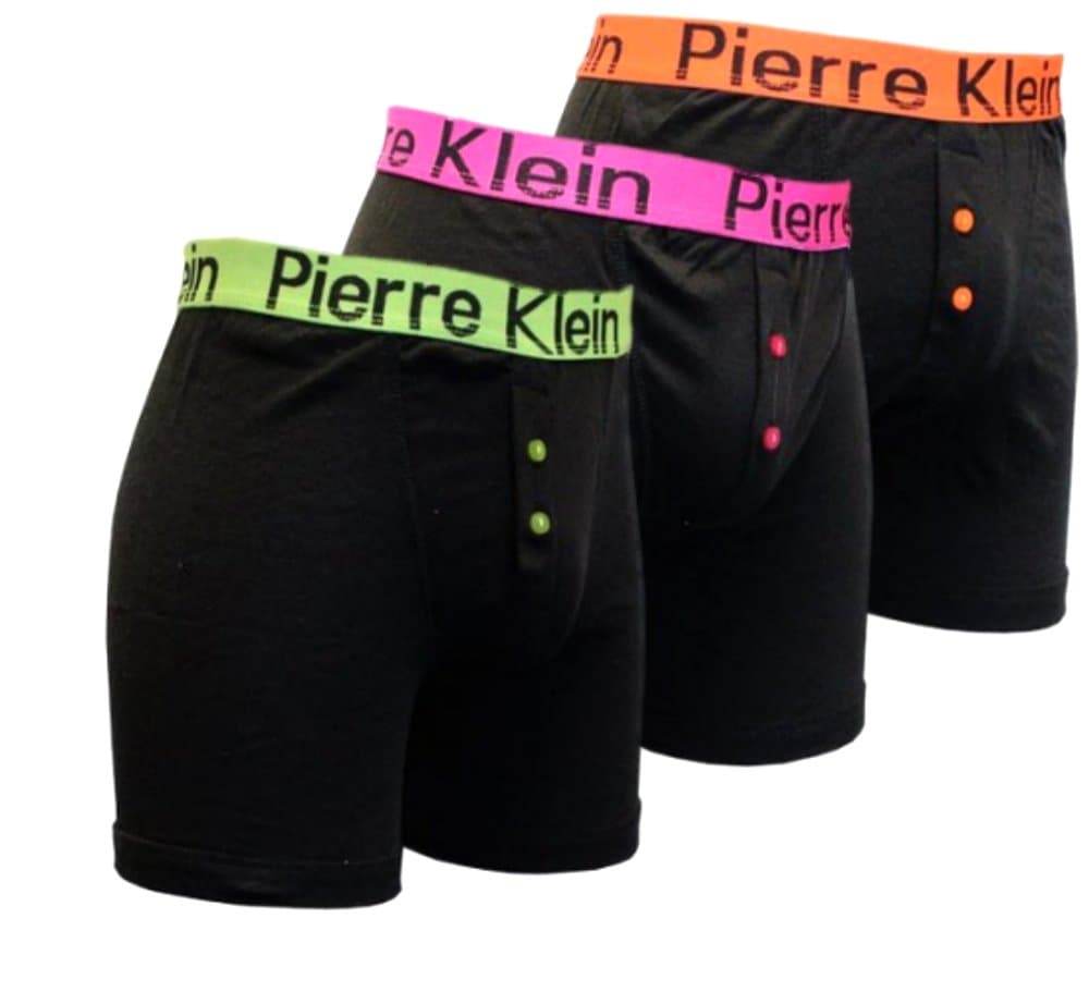 6 Pairs of Mens Designer Pierre Klein Neon Band Top Boxer Shorts / Available in Sizes Small, Medium, Large, XLarge, XXLarge (Medium - To Fit Waist 33-35" (84-89 cm))