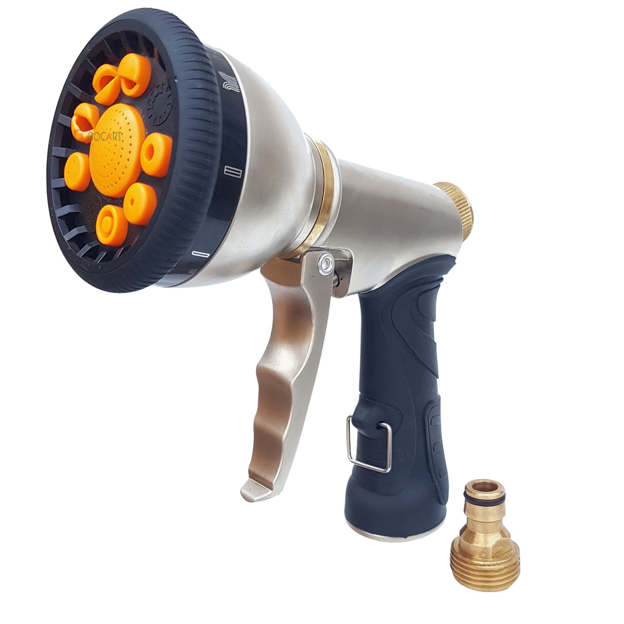 GOCART WITH G LOGO Stainless Steel Professional 9 Mode High Performance Outdoor Gardening Watering Lawn Hose Nozzle