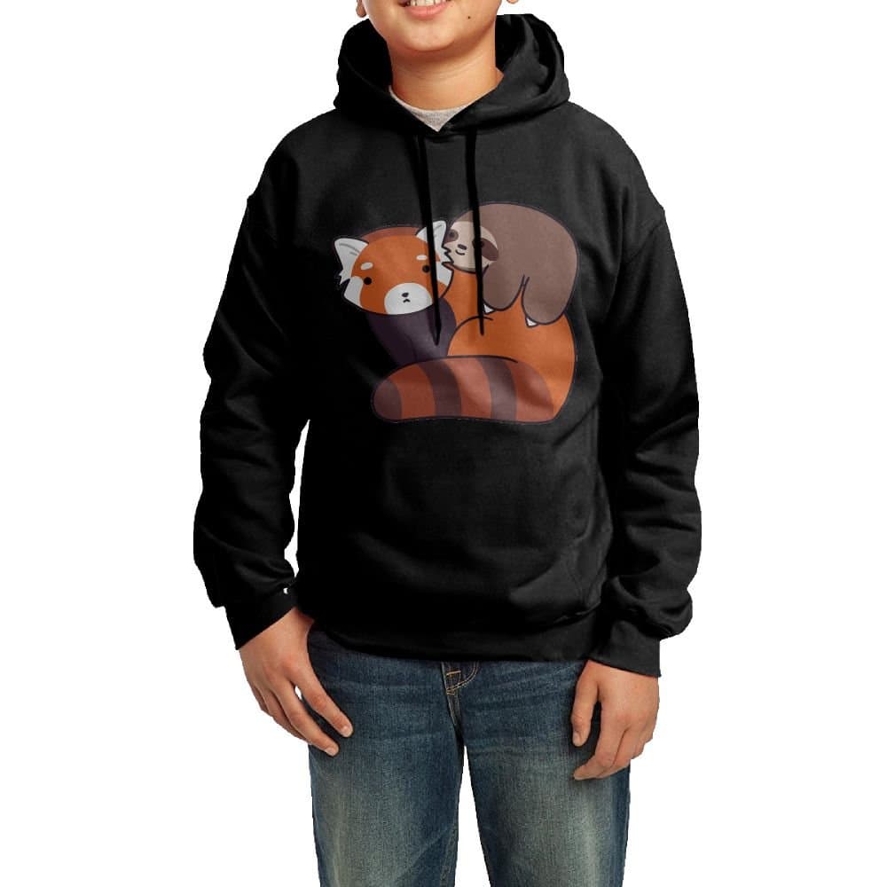 Little Sloth And Red Panda Hoodie Youth Pullover Hooded Sweatshirt M