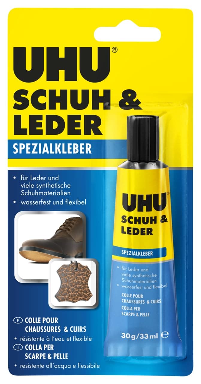 Uhu Shoe And Leather Glue, Fast Special Adhesive For Bonding Leather And Rubber, 30 G, Transparent