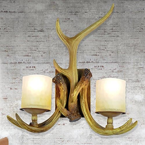 EFFORTINC Rustic Deer Horn Antler Wall Sconce 2 Light Fixtures