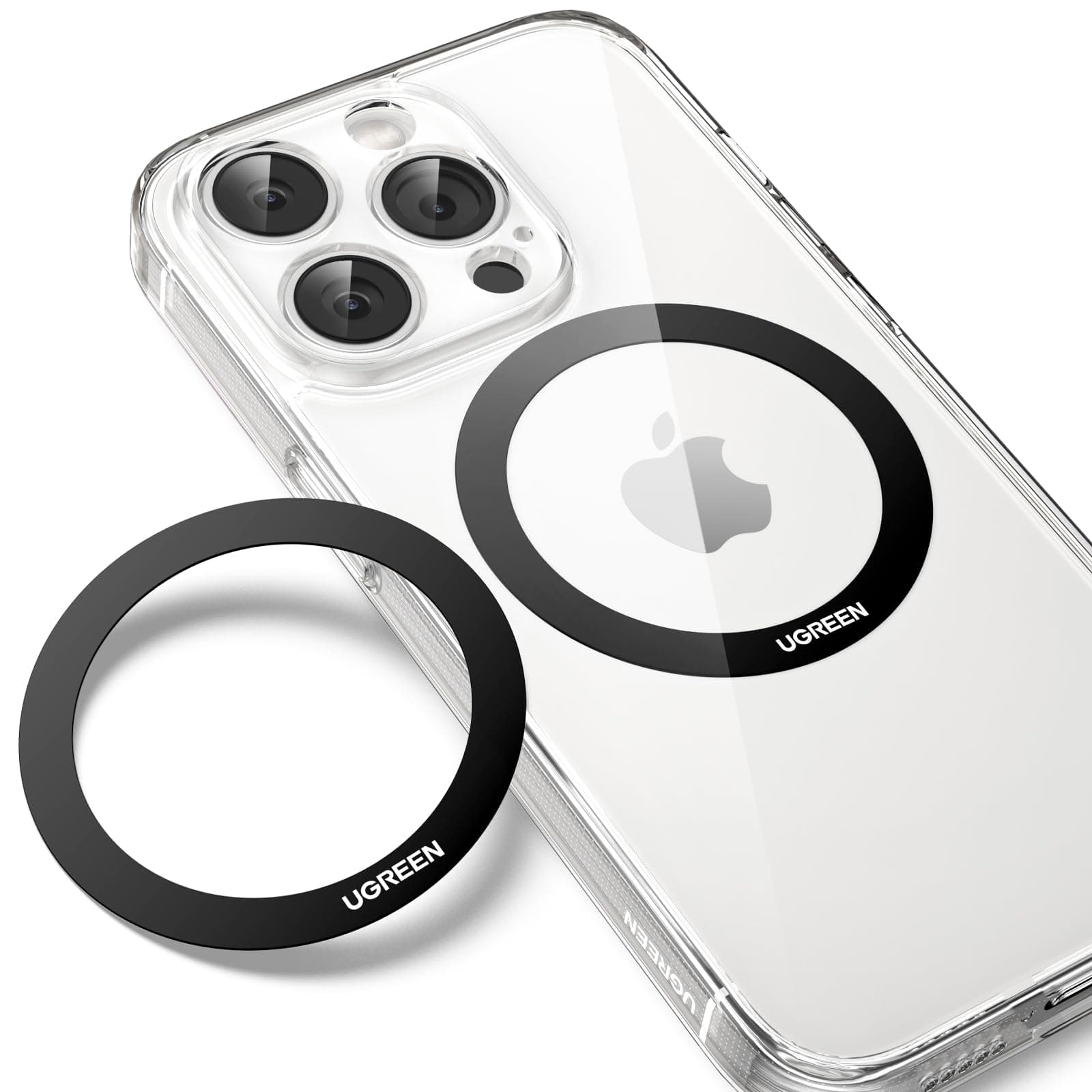 UGREEN MagSafe Ring Magnetic Sticker (2 Pack), Universal Conversion Kit Metal Plate for Phone Case MagSafe Wallet Power Bank, Fit for iPhone 16/15/14/13/12/11/X Series, Samsung S25/24/23/22, Black