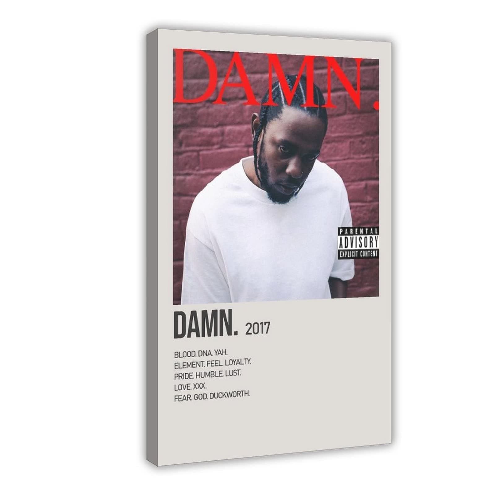 QUNAN Damn by Kendrick Canvas Poster Bedroom Decor Sports Landscape Office Room Decor Gift 12x18inch(30x45cm) Frame: