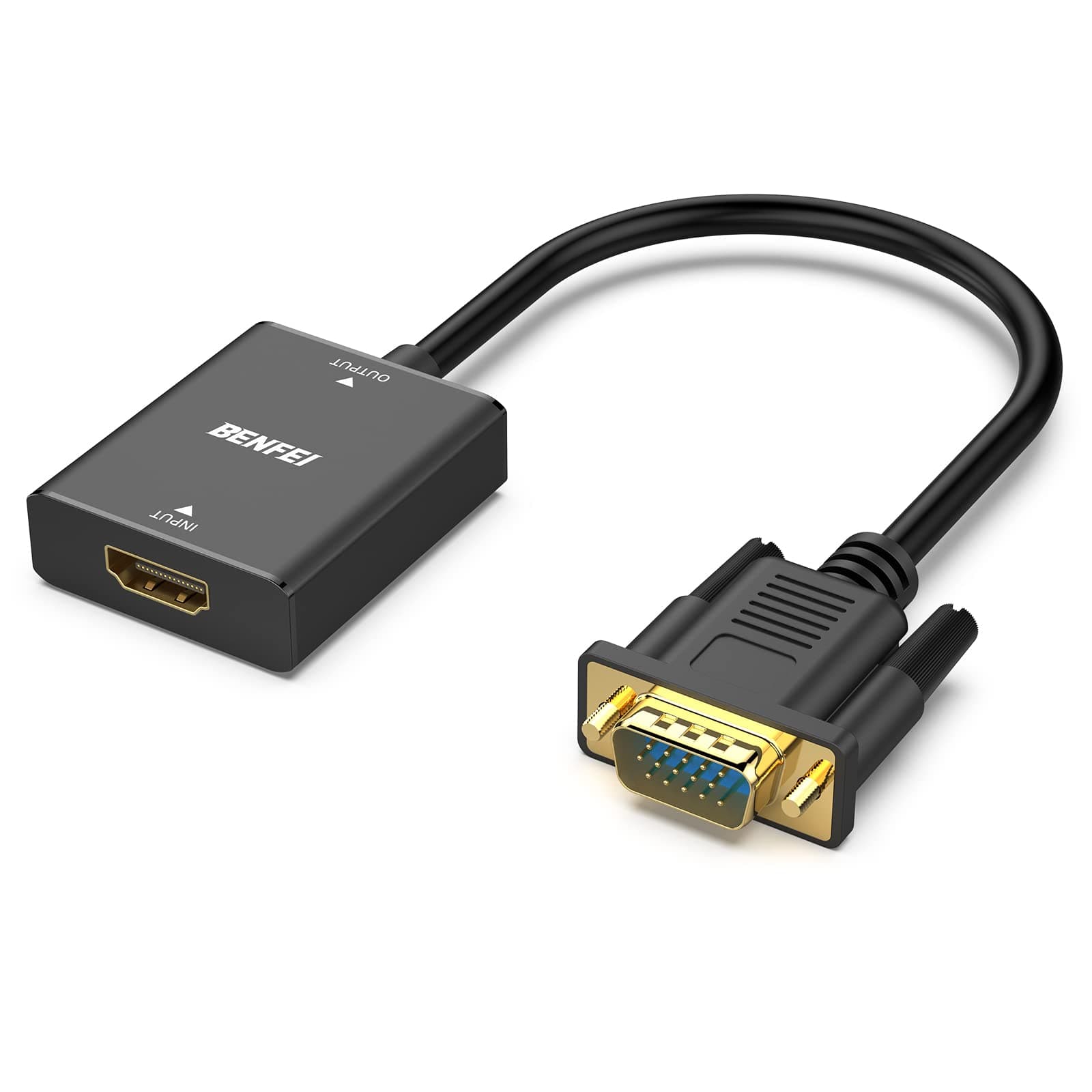 BENFEI HDMI to VGA, HDMI to VGA Adapter (Female to Male) with 3.5mm Audio Jack Compatible for TV Stick, Computer, Desktop, Laptop, PC, Monitor, Projector, Raspberry Pi, Roku, Xbox and More - Black