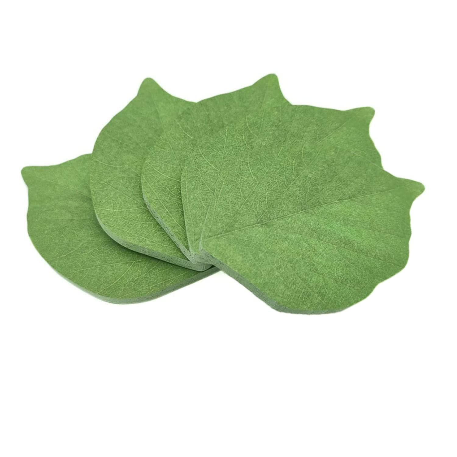 5 Packs Green Leaf-Shaped Sticky Notes Stickers Removable Self-Stick Notes Scratch Pads for Desk Office School Memos
