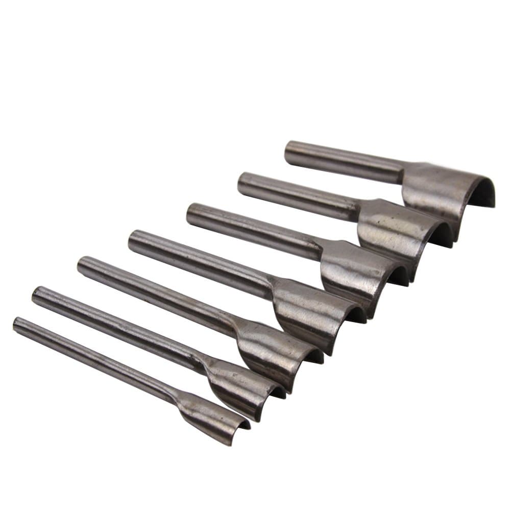 AMPSEVEN Leather Craft Half-Round Cutter Punch Arc-Shaped Punch for Belt Strap Wallet Bag End 7 Sizes Set