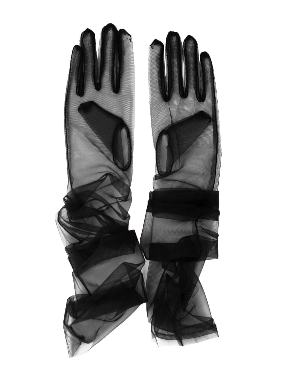 QRBTSCL Women's Polka Dot Gloves Long Opera Party Gloves Elbow Length Sheer Gloves