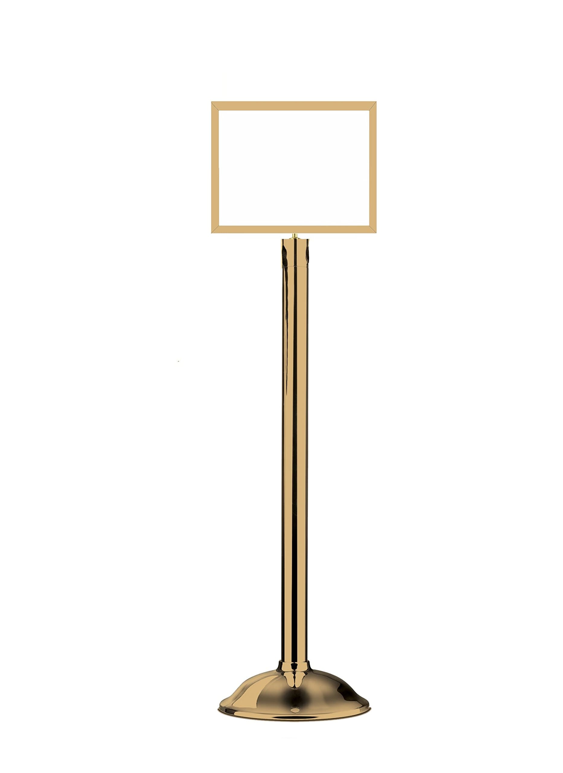 Lawrence metal 1310T-2P-1114HD-H Sign Stand, Traditional Base, Heavy Duty Frame, Horizontal, Polished Brass, 11" x 14"