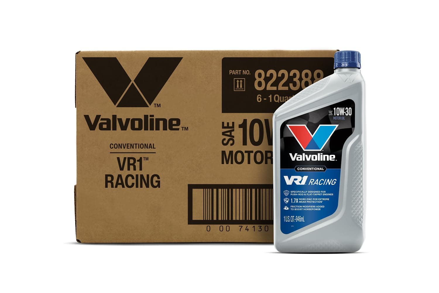 Valvoline VR1 Racing SAE 10W-30 Motor Oil 1 QT, Case of 6