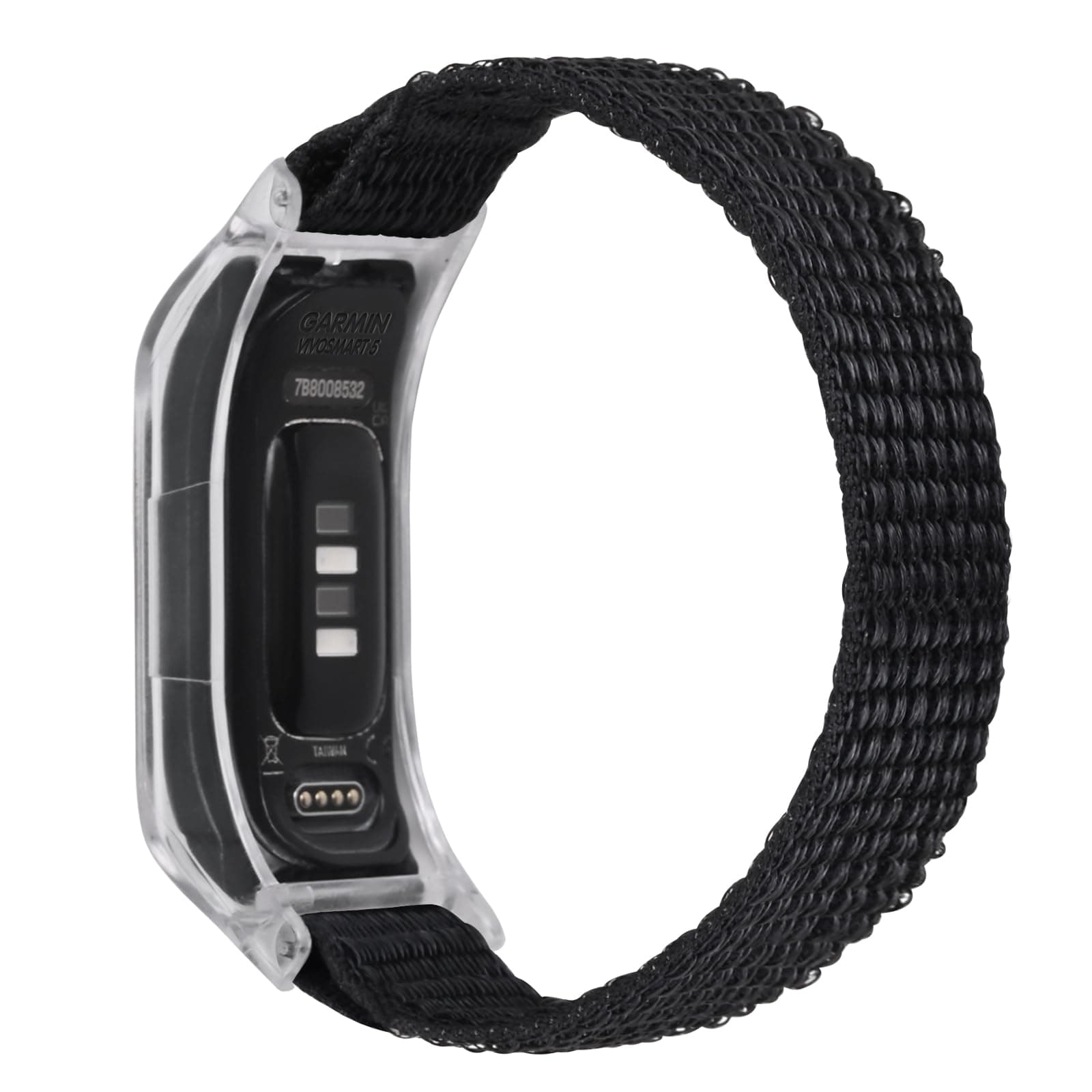 C2D JOY Sport Mesh Nylon Straps Compatible with Garmin Vivosmart 5 tracker Replacement Bands with Transparent Case Medium