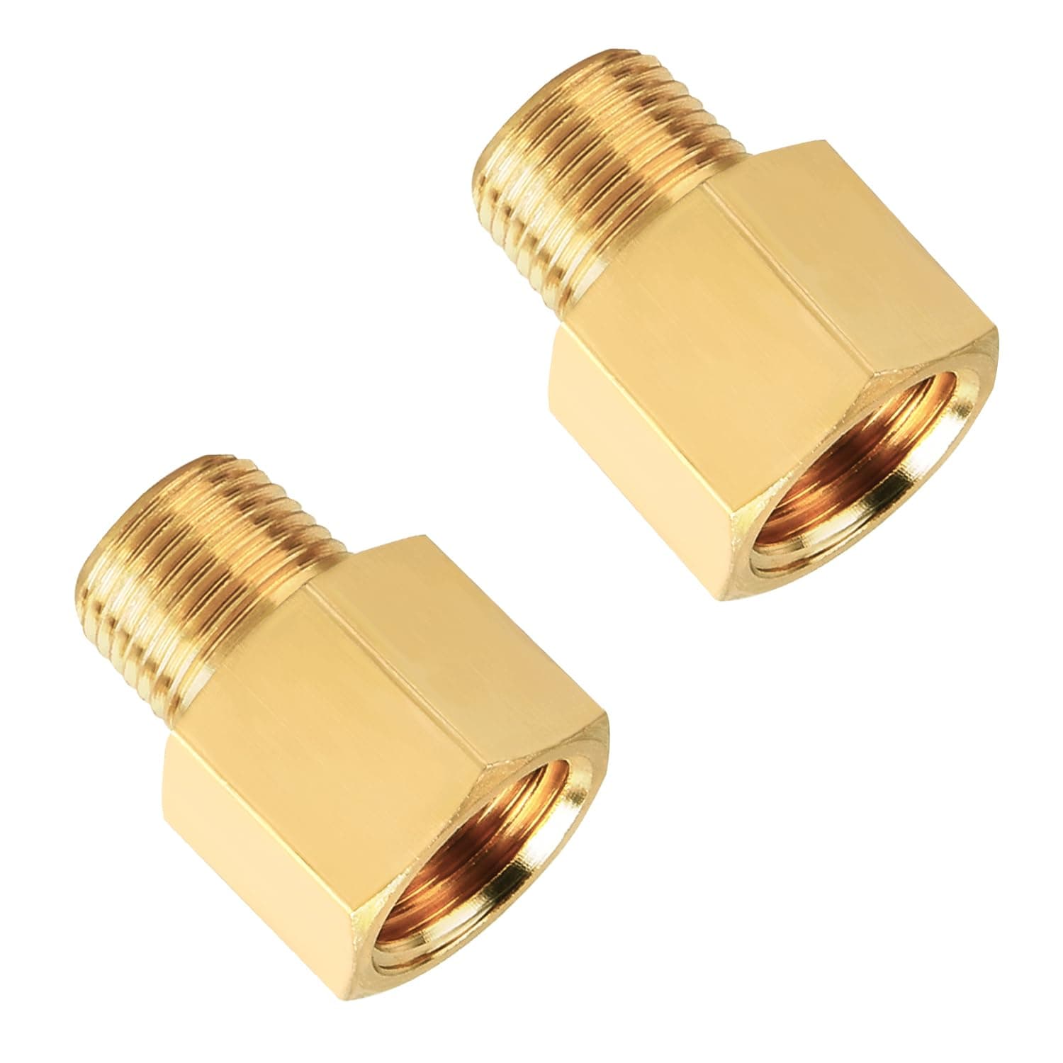SUNGATOR Brass Pipe Fitting Adapters 1/4 Inch Male x 1/4 Inch Female, 1/4'' NPT Male to Female Adapter, 1/4'' Brass Pipe Extension Connectors, Pack of 2