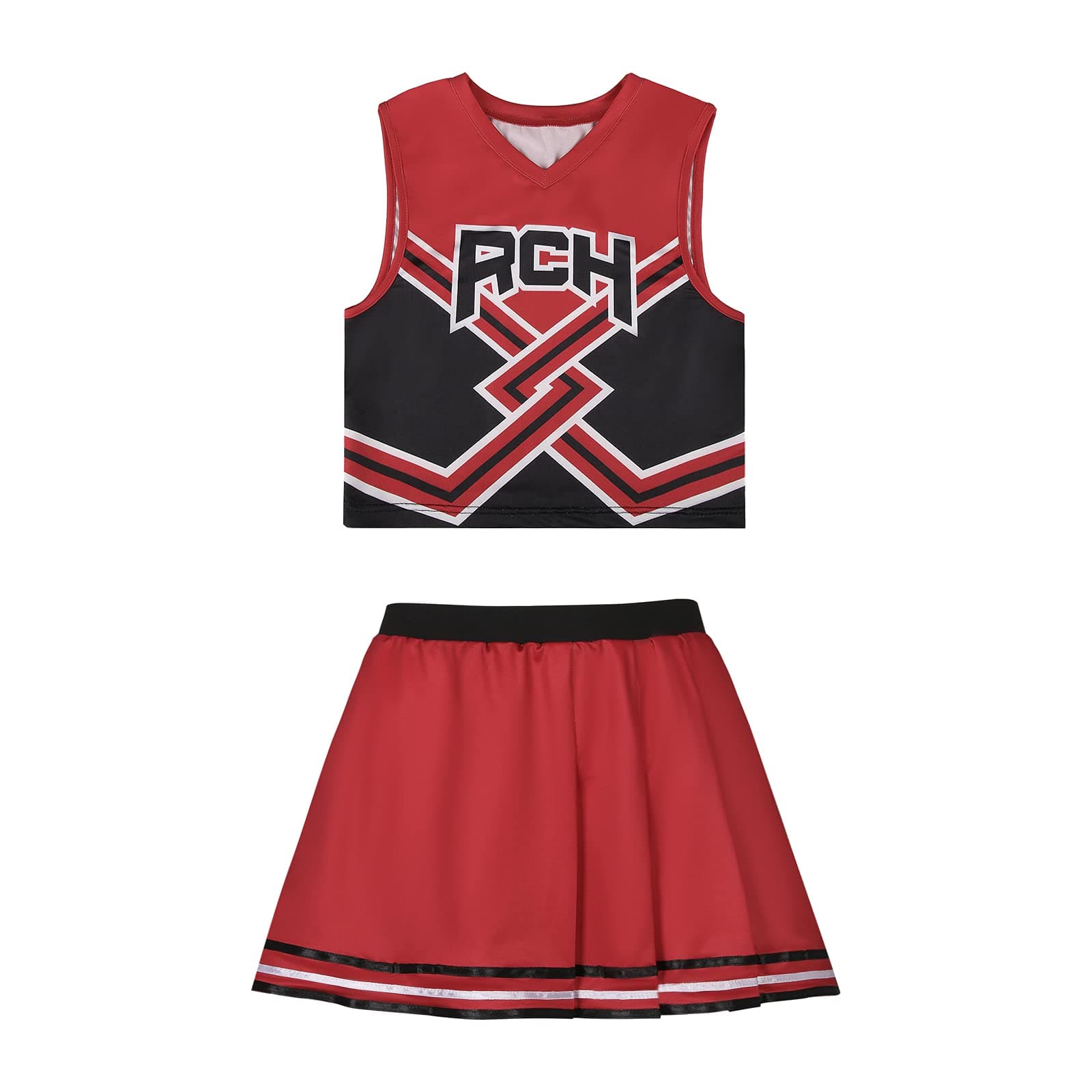 MateruisBring It On Cheerleader Costume for Women Movie RCH Printed Top Skirt Girl Cheerleaders Uniform Girls United Cosplay Outfits