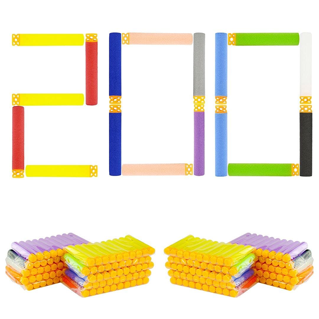 BOROLA 200Pcs Hollow Out Soft Foam Refill Waffle Darts Compatible for Nerf Elite Series Blasters(10 Colors)