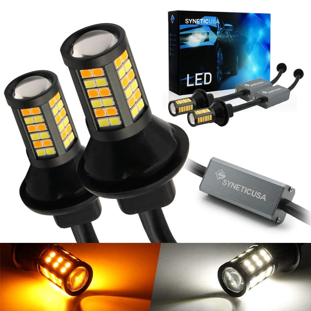 3157 Error Free Canbus Dual Color Switchback LED Turn Signal Light Bulbs No Hyper Flash All in One Built In Resistors (Turn Signal-Amber/White)