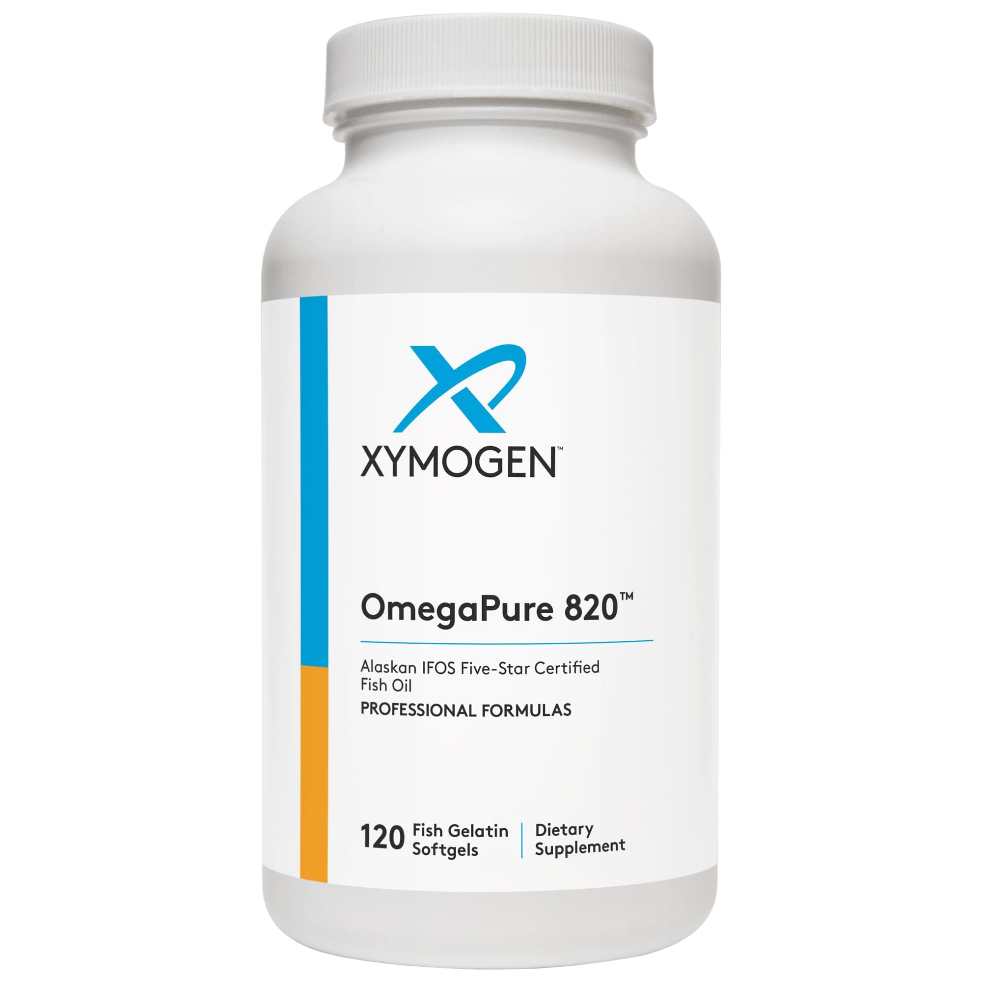 XYMOGEN OmegaPure 820 - International Fish Oil Standards (IFOS) Five-Star Certified Fish Oil - DHA EPA Omega-3 Supplement for Cardiovascular + Cognitive Support (120 Small Softgels)