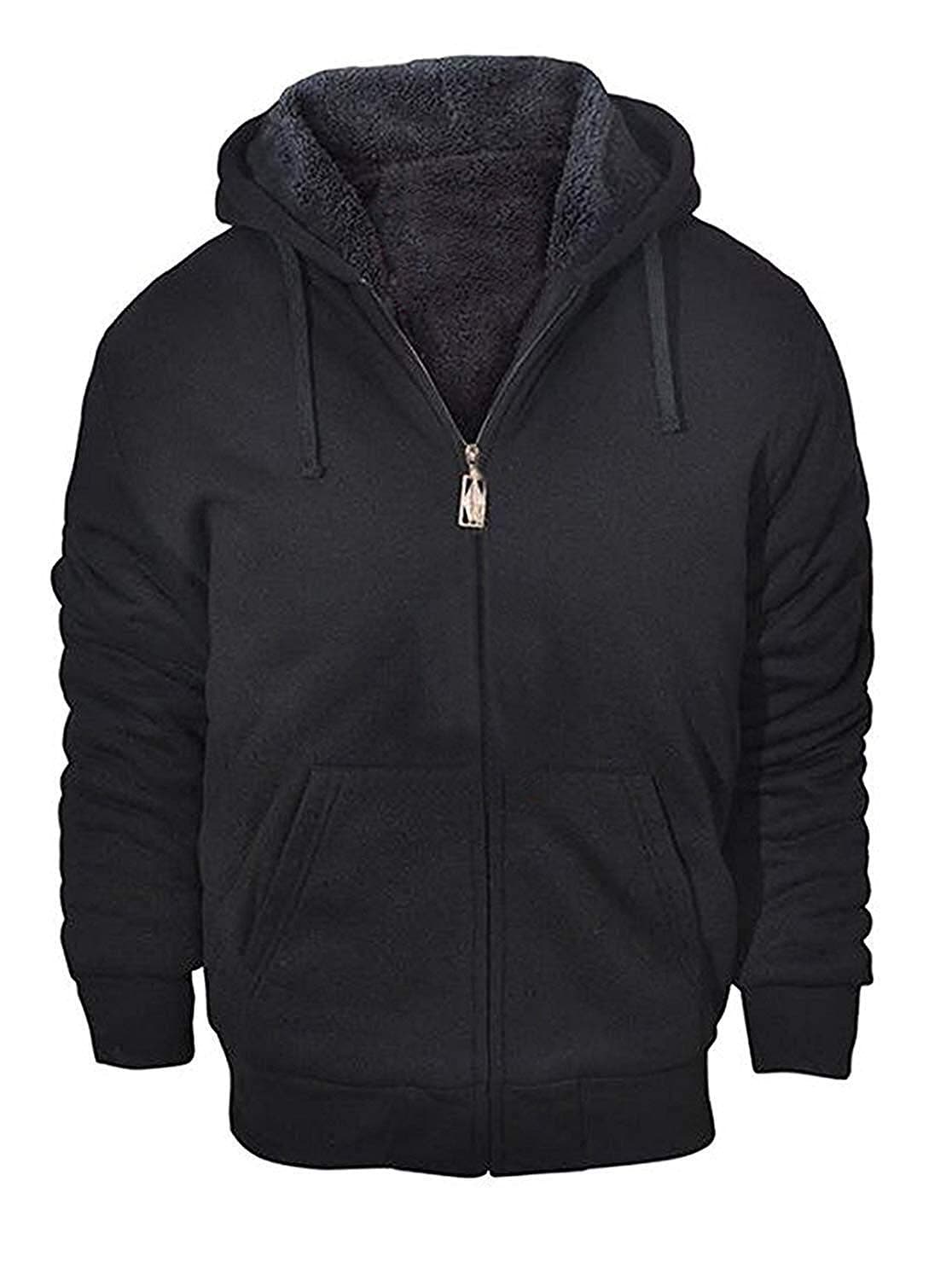 Hoodies for Men Heavyweight Fleece Sweatshirt - Full Zip Up Thick Sherpa Lined
