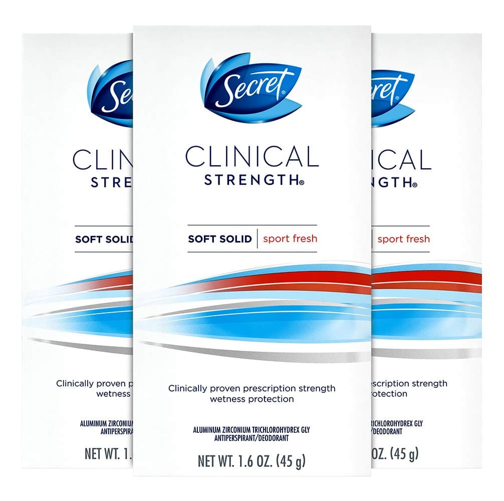 Secret Clinical Strength Antiperspirant and Deodorant for Women Soft Solid Sport Fresh 1.6 Ounces (Pack of 3)