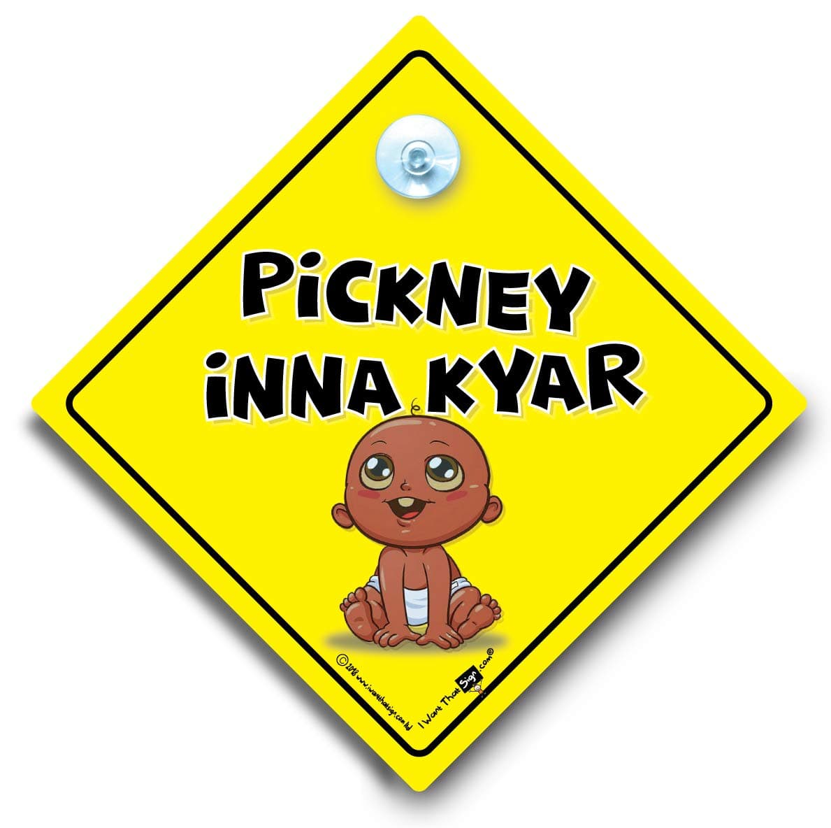 Pickney Inna Kyar Car Sign, Baby on Board Sign, Black Baby on Board Sign, Afro Caribbean Bany Sign, African Baby Car Sign 14cm