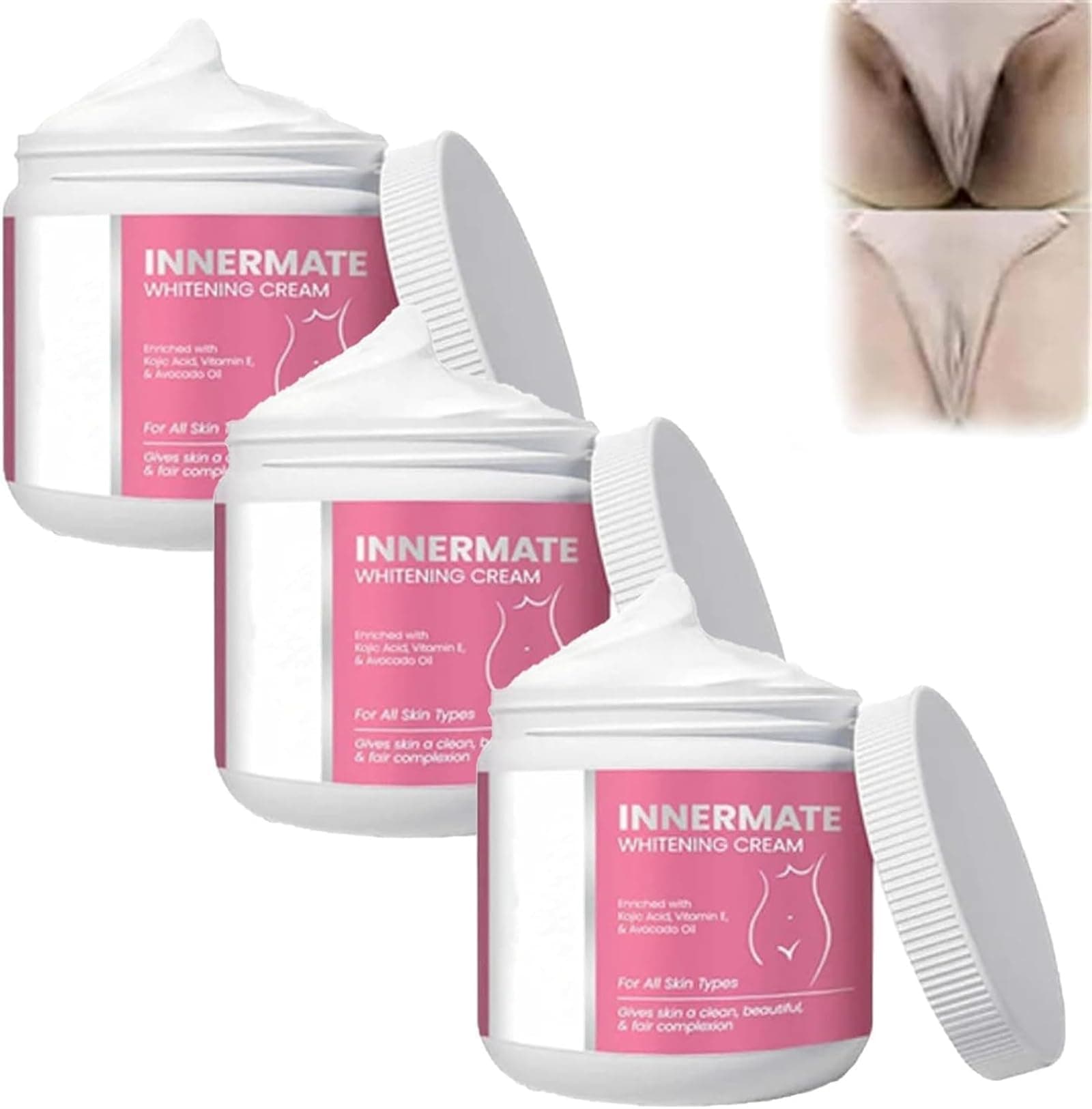 InnerMate Whitening Cream, Intimate Area Skin Lightening Cream, Skin Bleaching Cream for Private Area, Dark Spot Corrector Cream for Inner Thighs, Bikini Line, Underarms (3Pcs)