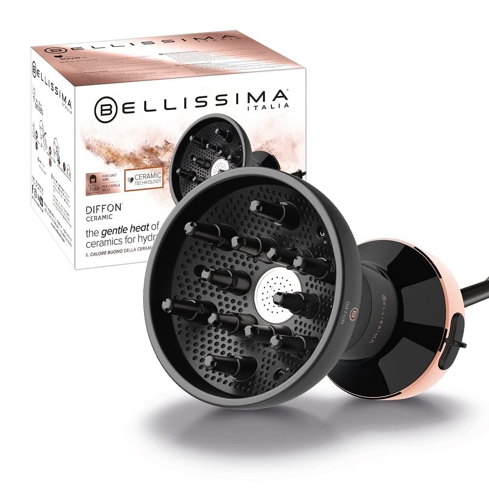 Bellissima Diffon, Diffuser Hairdryer for Curly Hair, Argan Oil & Ceramic Infused, Gentle Heat for Frizz-Free Curls, 2 Heat / 1 Speed Setting, Lightweight, 700 W