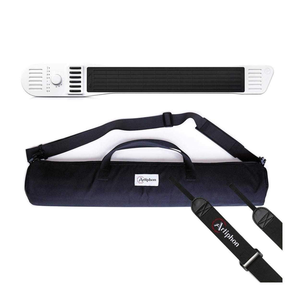 Artiphon INSTRUMENT 1 white Adaptive Multi-Instrument MIDI Controller Plug n' Play USB Lightning iOS with strap and case bundle