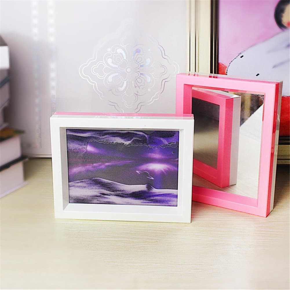 Deerbird® 3D Dynamic Sand Picture Purple Starry Style Double Color Frame Sand Art Attach Mirror Desktop Decor