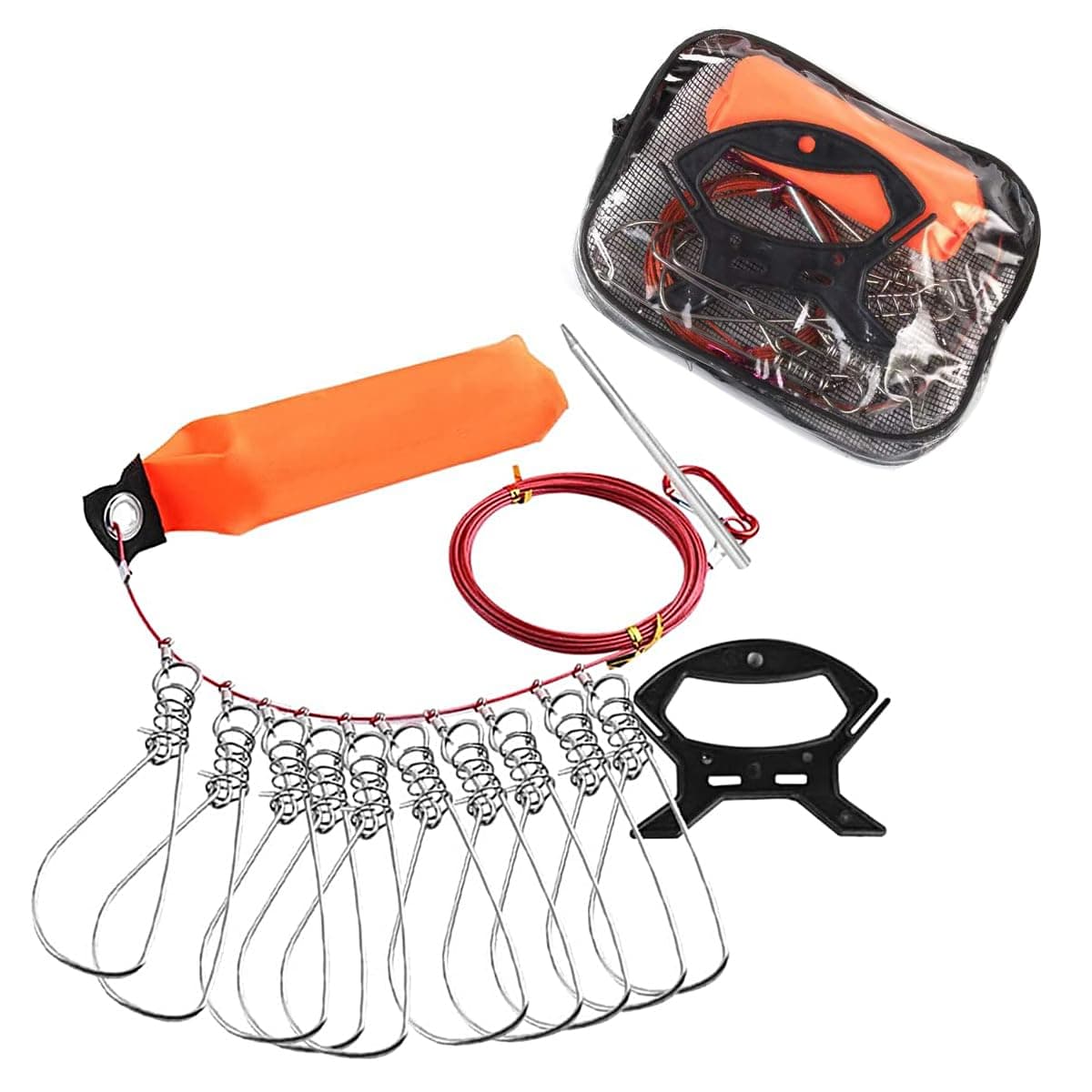 ZONADAH Fish Stringer Kit Fishing Stringer Live Fish Lock Fishing Stringer Clip Heavy Duty Fish Lock Cable Ropes with 10 Stainless Steel Lock Snaps Fishing Gear Kit Accessory