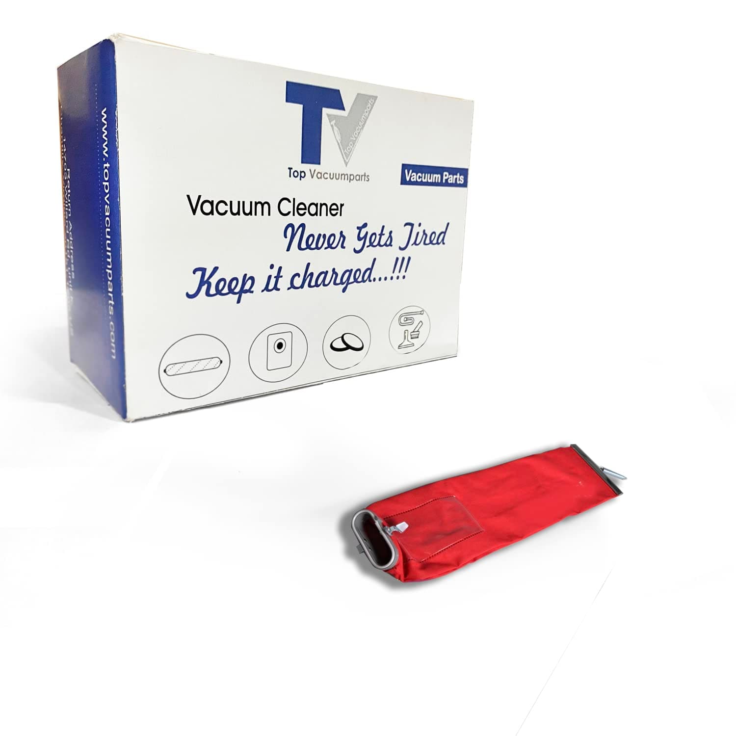 Red Vacuum Cleaner Outer Cloth Bag Fits Eureka, Sanitaire, Kent, Advance, NSS, Oreck Bissell, EuroClean, Nilfisk, RealiaVac, Triple S, Clarke/Alto Vacuum Brands (Shake Out)